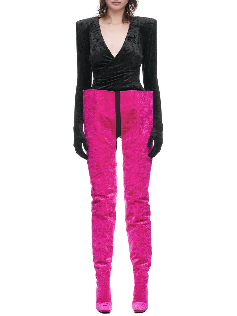 Velvet Boomerang Cuissardes Boots (WA53HE500P-PINK)