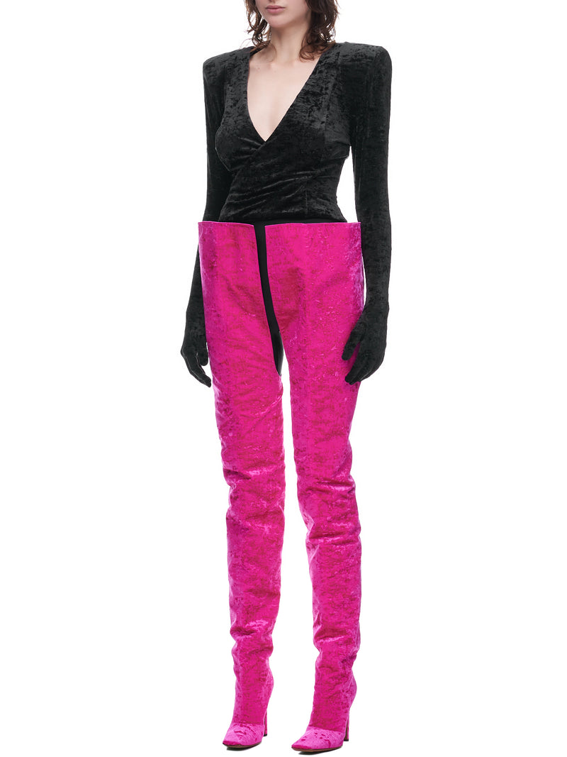 Velvet Boomerang Cuissardes Boots (WA53HE500P-PINK)