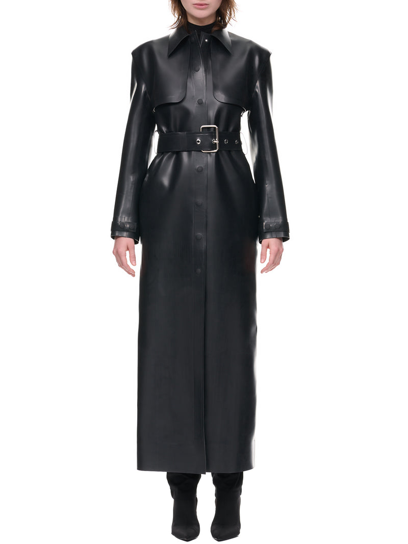 Black Latex Maxi Trench (WC056LX-LA-BLACK)