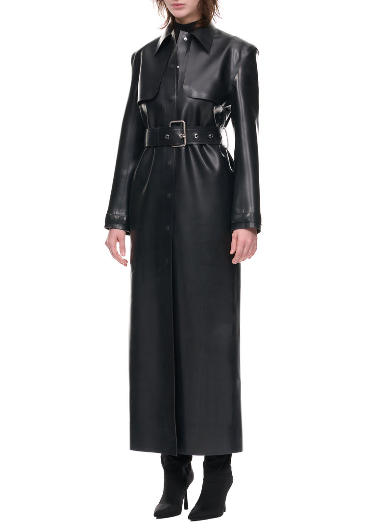 Black Latex Maxi Trench (WC056LX-LA-BLACK)