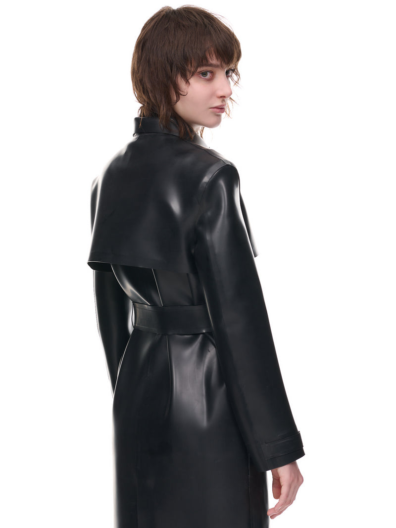 Black Latex Maxi Trench (WC056LX-LA-BLACK)