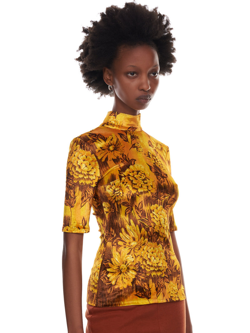 Mock Top (WT080W-PSV-GOLD-FLOWERS)