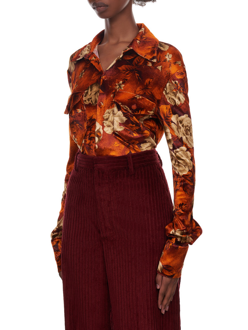 Slim Jersey Shirt (WT087W-PSV-CRIMSON-FLOWERS)