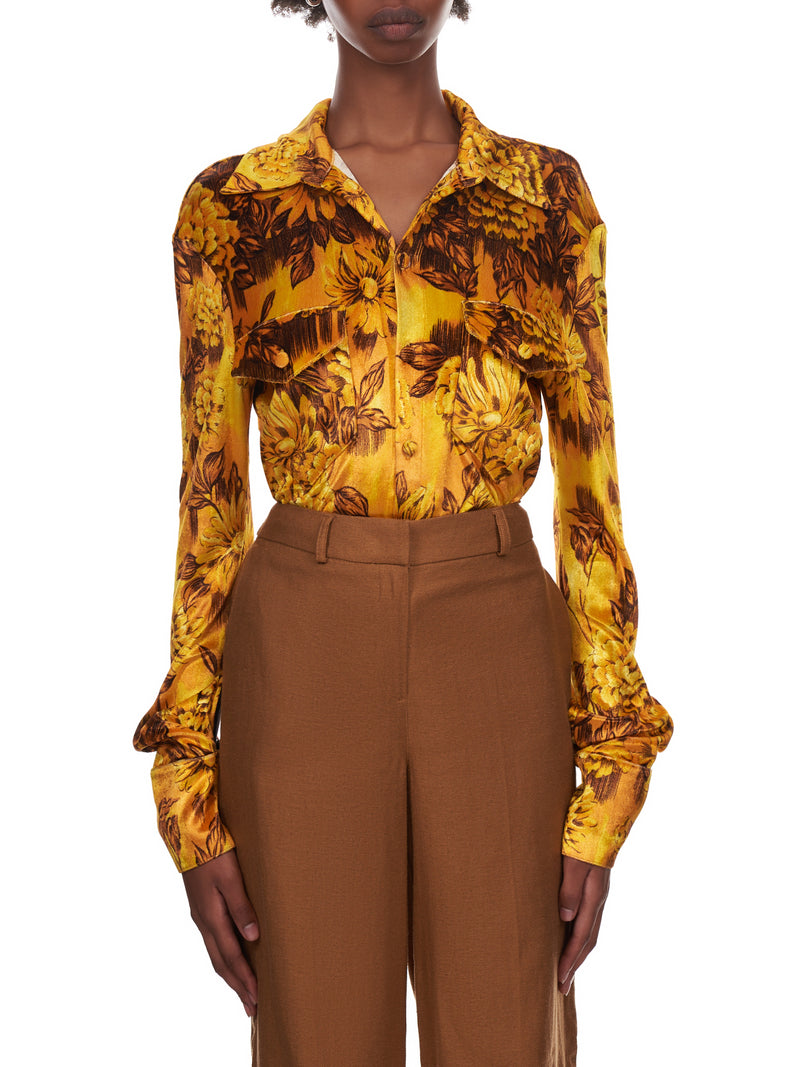 Slim Jersey Shirt (WT087W-PSV-GOLD-FLOWERS)