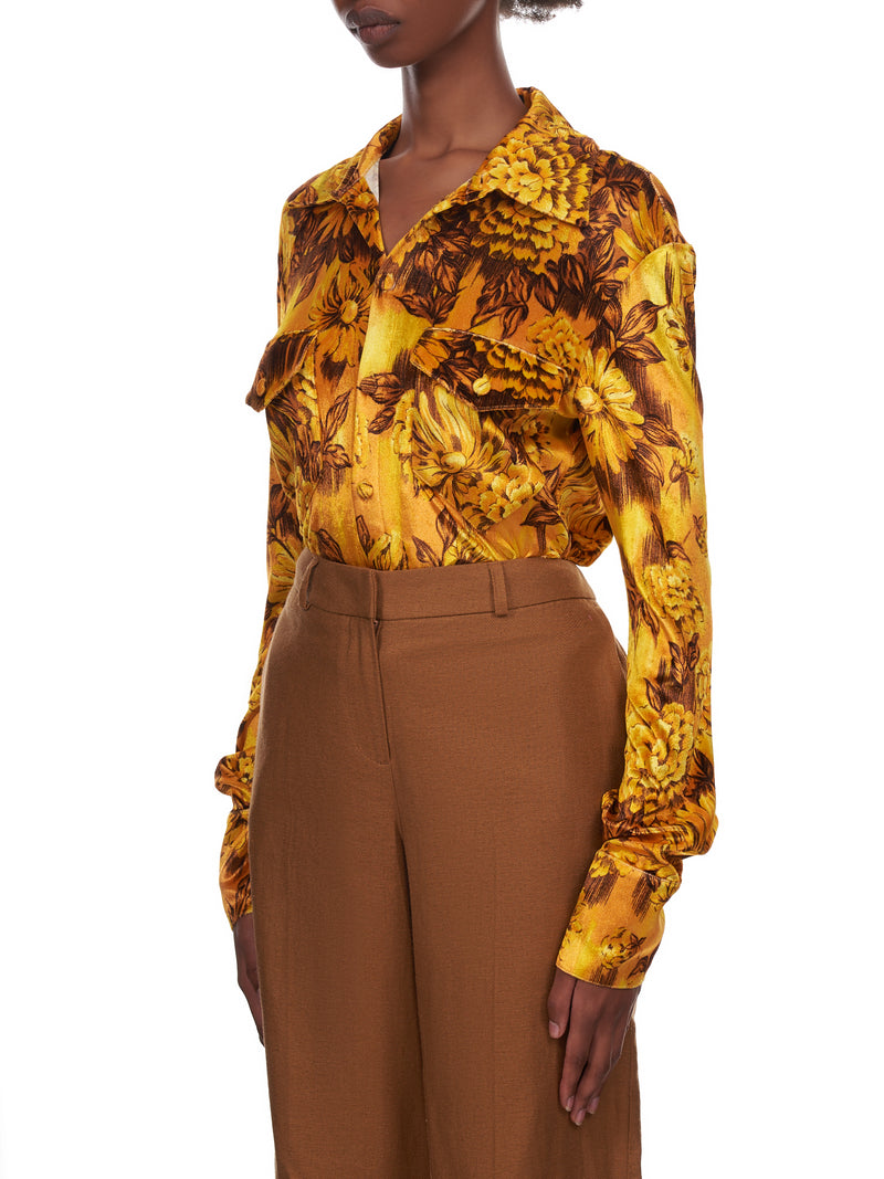Slim Jersey Shirt (WT087W-PSV-GOLD-FLOWERS)