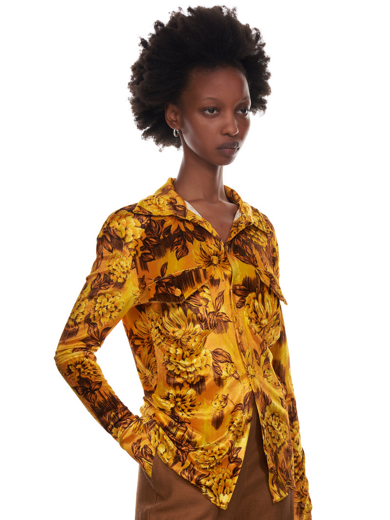Slim Jersey Shirt (WT087W-PSV-GOLD-FLOWERS)