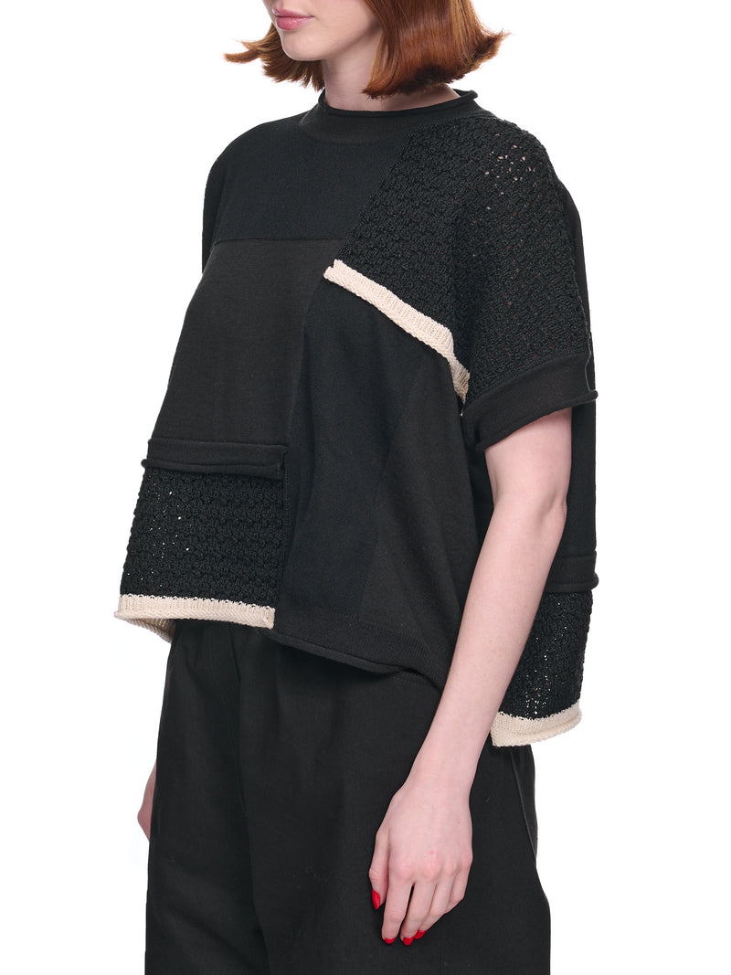 Paneled Crochet Top (YI-K74-051-BLACK)