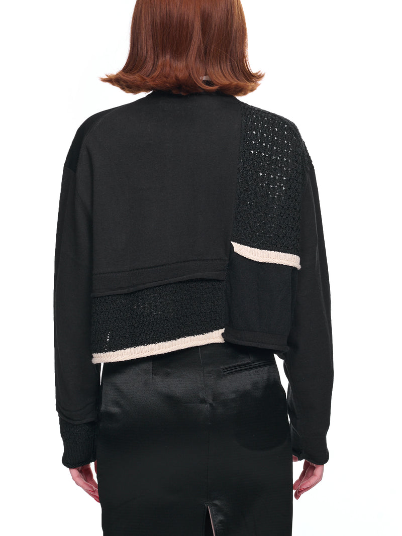 Paneled Crochet Cardigan (YI-K75-051-BLACK)