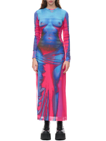 Jean Paul Gaultier シフォンストール 45x160 cm Jean Paul Gaultier - Jean Paul Gaultier | The Striped Blue Scarf