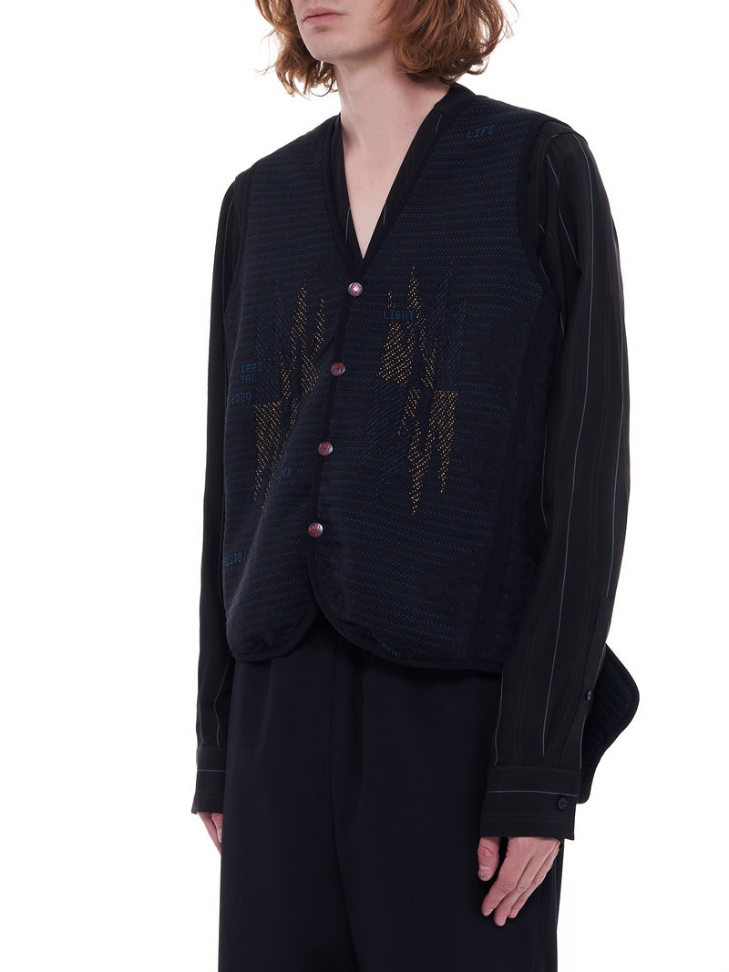 Nylon Knitted Vest (K2009SJ026-BLACK)