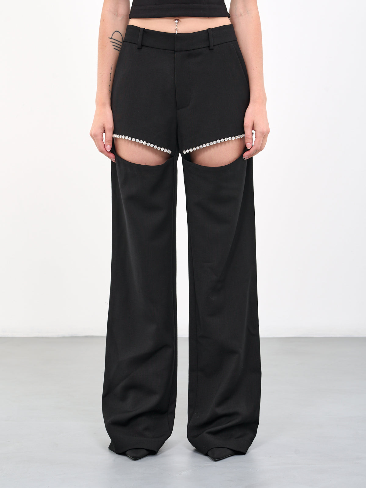 AREA Crystal Slit Trousers | H.Lorenzo - front