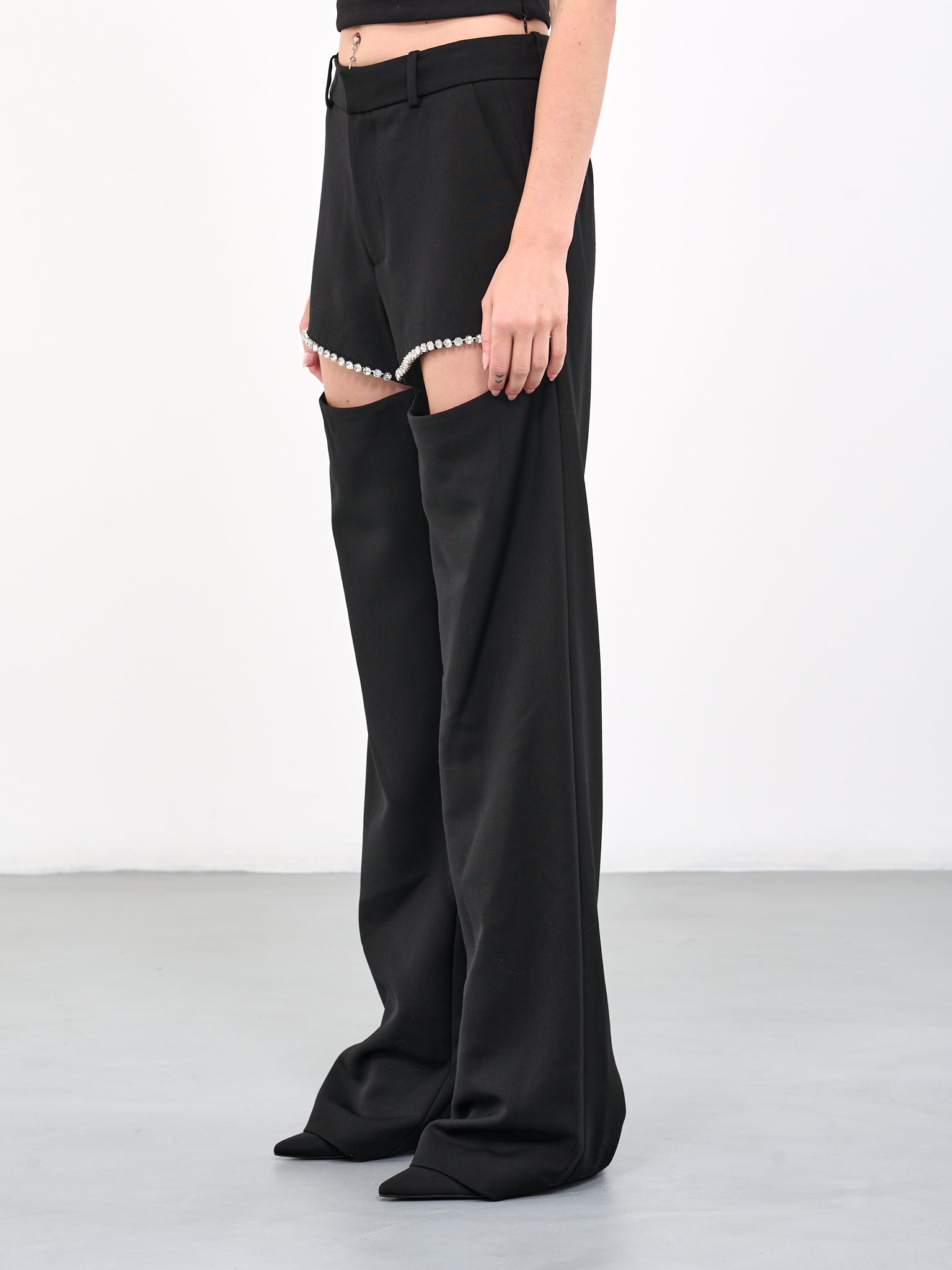 AREA Crystal Slit Trousers | H.Lorenzo - side