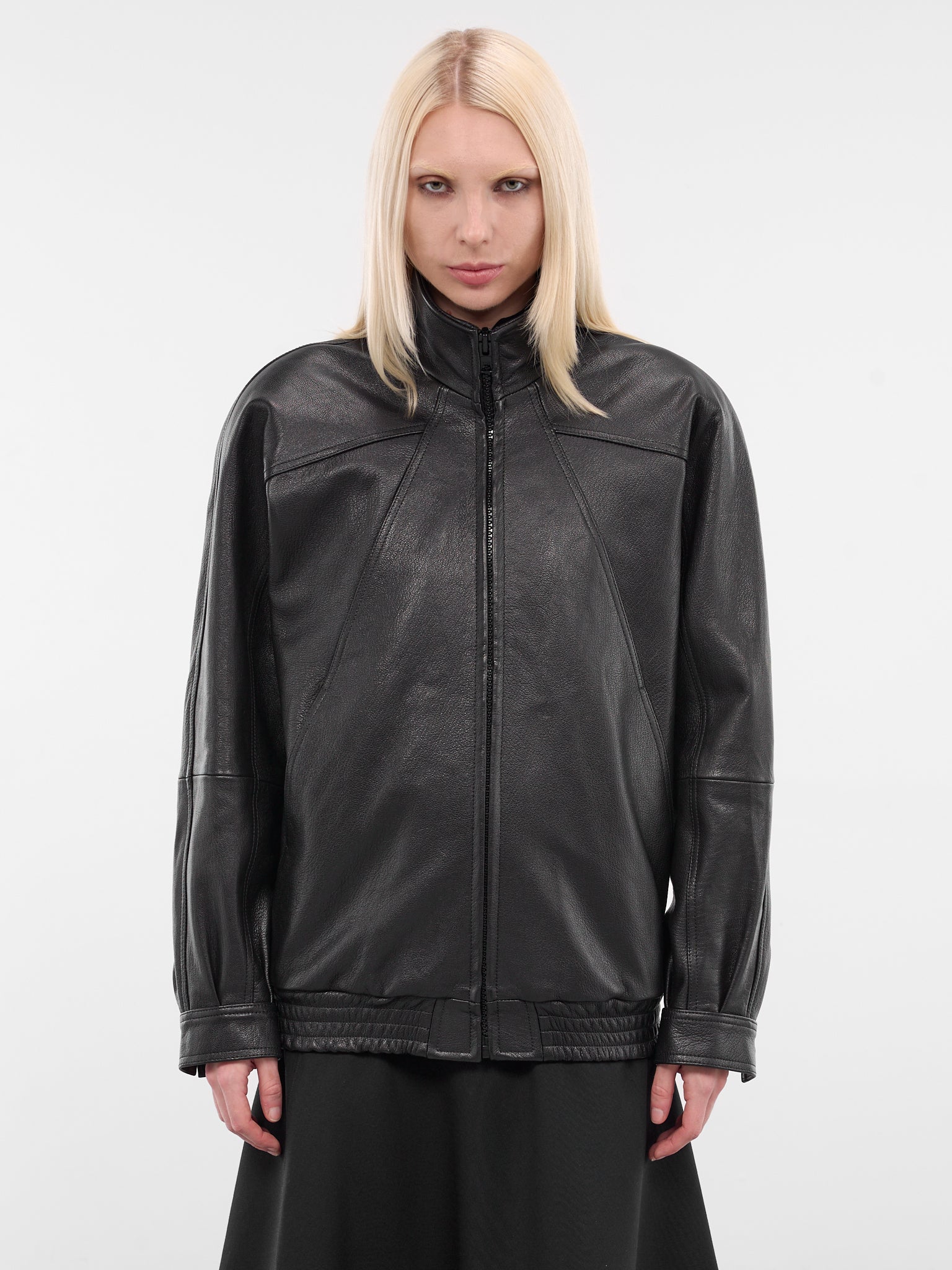 Black Goat Leather Batwing Jacket (0003-BLACK)