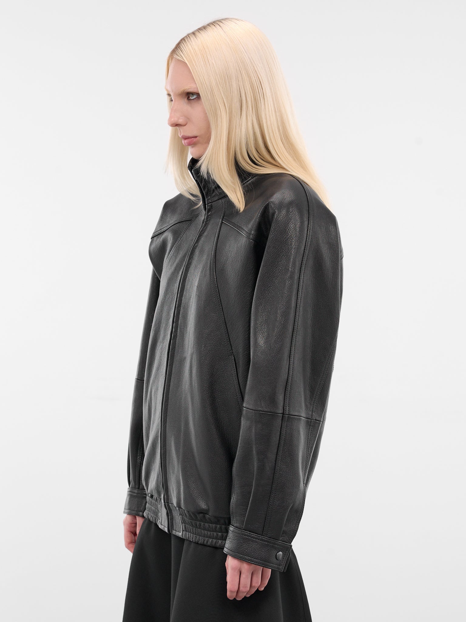Black Goat Leather Batwing Jacket (0003-BLACK)
