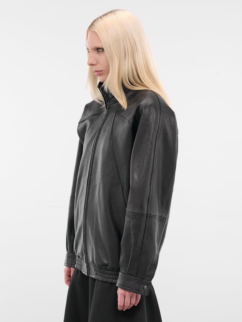 Black Goat Leather Batwing Jacket (0003-BLACK)
