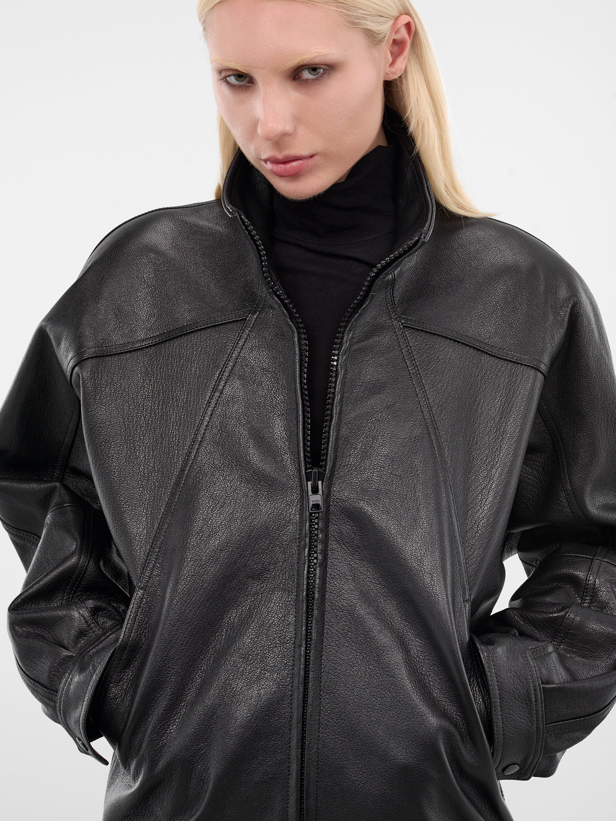 Black Goat Leather Batwing Jacket (0003-BLACK)