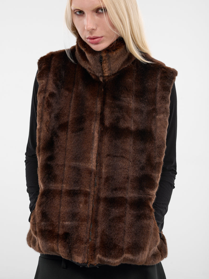 Brown Vegan Mink Fur Vest (0006-BROWN)