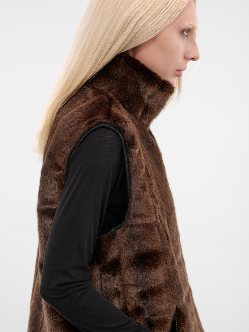Brown Vegan Mink Fur Vest (0006-BROWN)