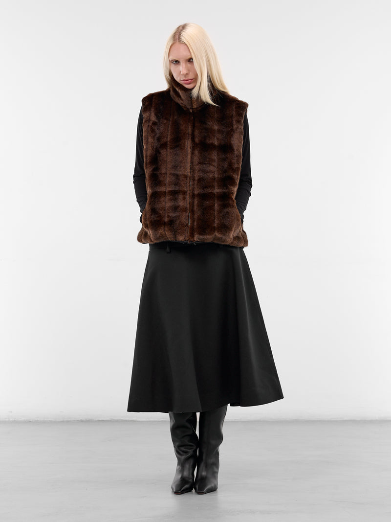 Brown Vegan Mink Fur Vest (0006-BROWN)