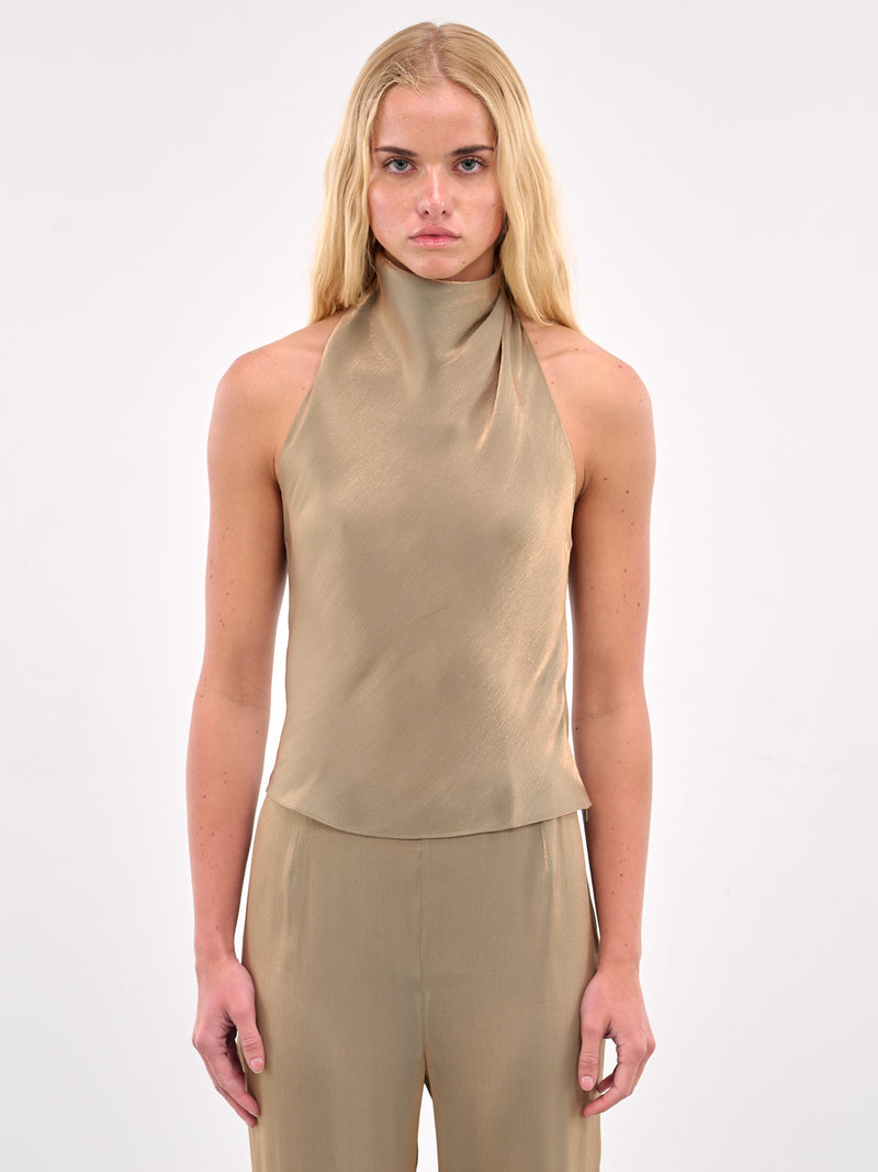 Halterneck Blouse (#001187-147-OLIVE-OIL)