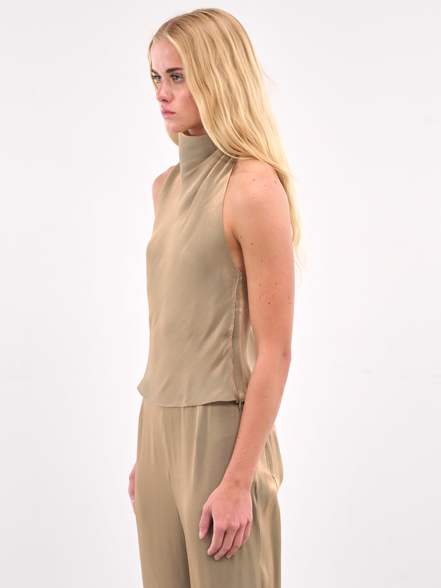 Halterneck Blouse (#001187-147-OLIVE-OIL)