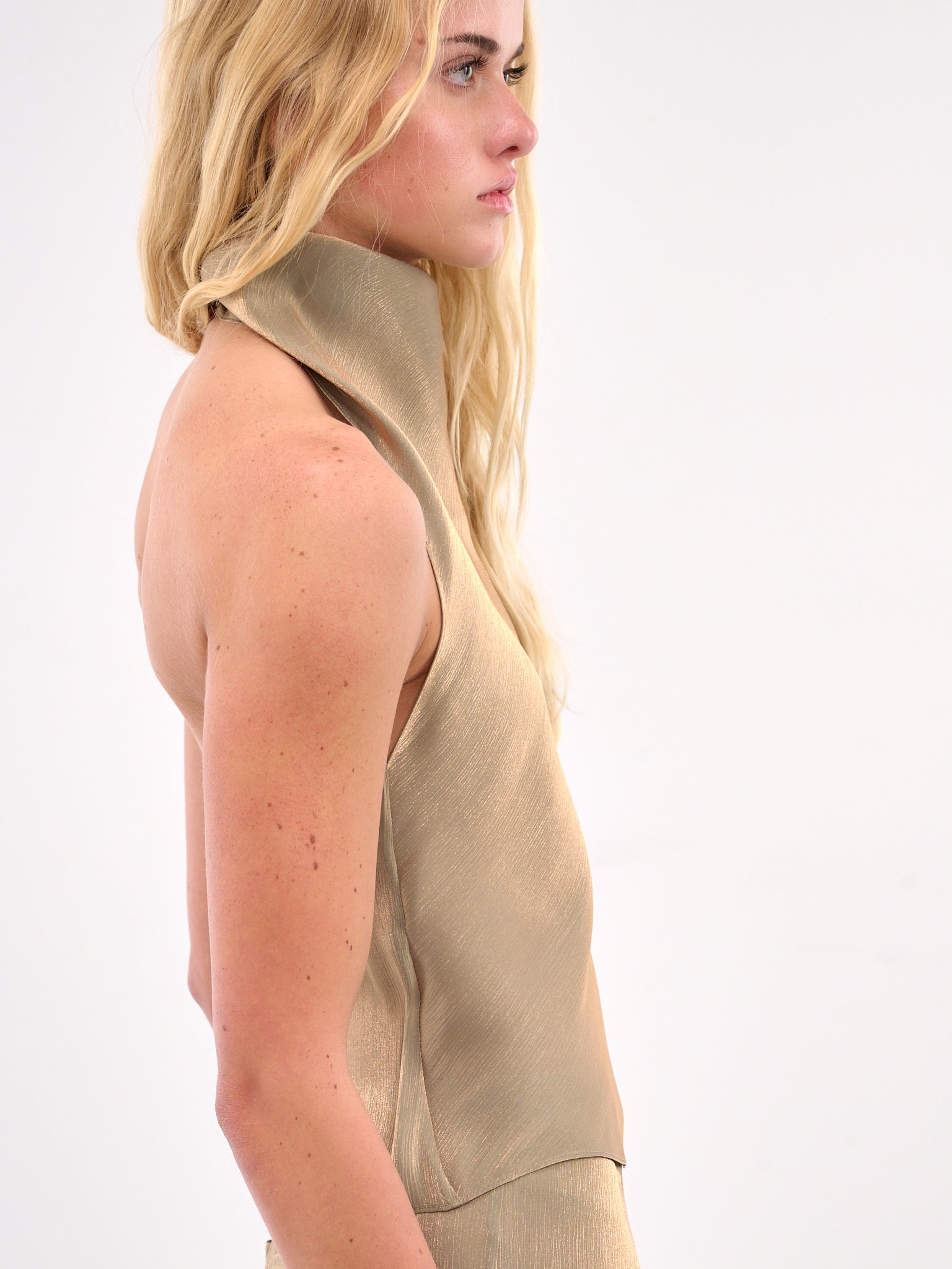 Halterneck Blouse (#001187-147-OLIVE-OIL)
