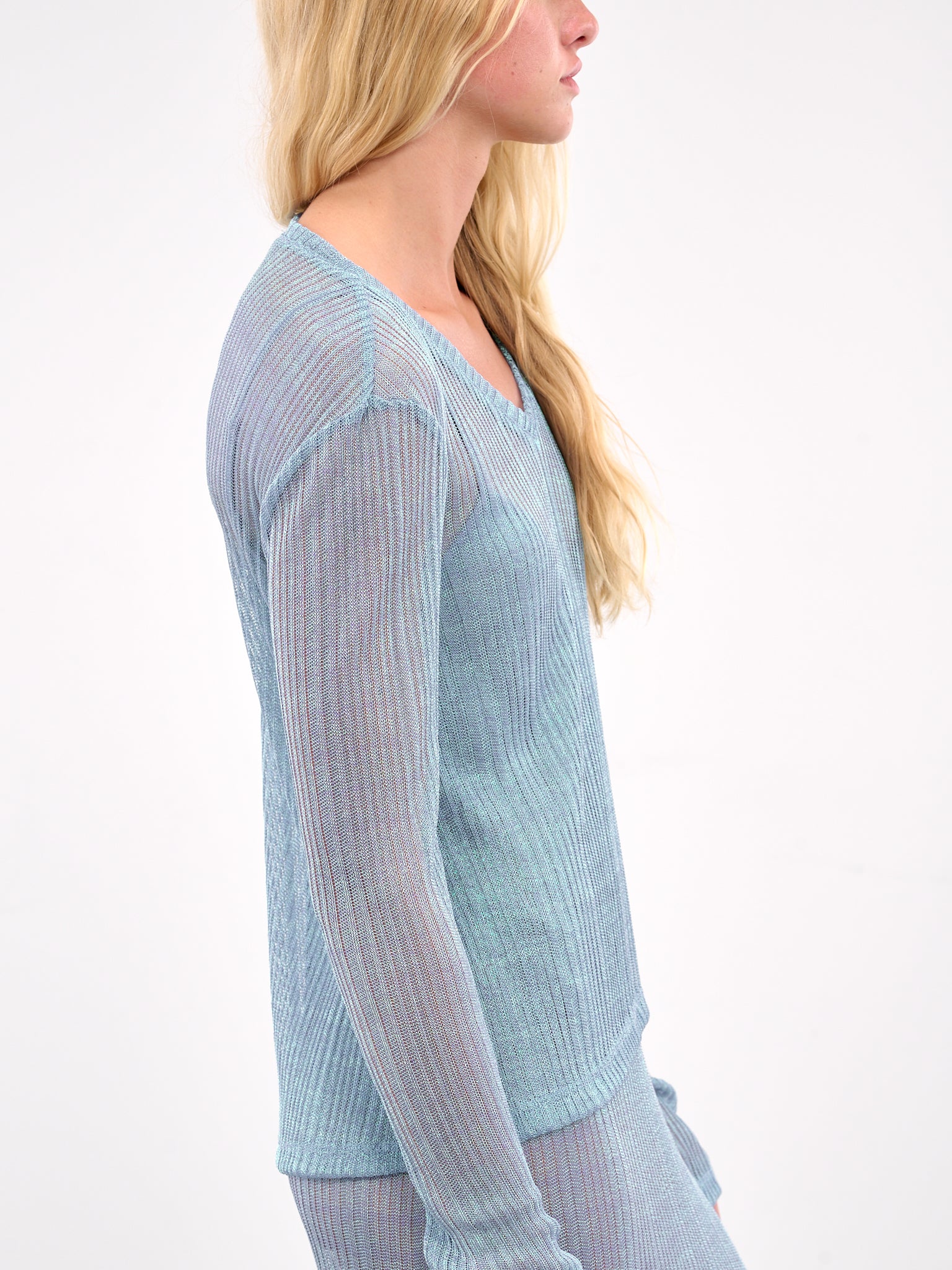 V-Neck Knit Tee (#001203-180-AQUAMARINE)