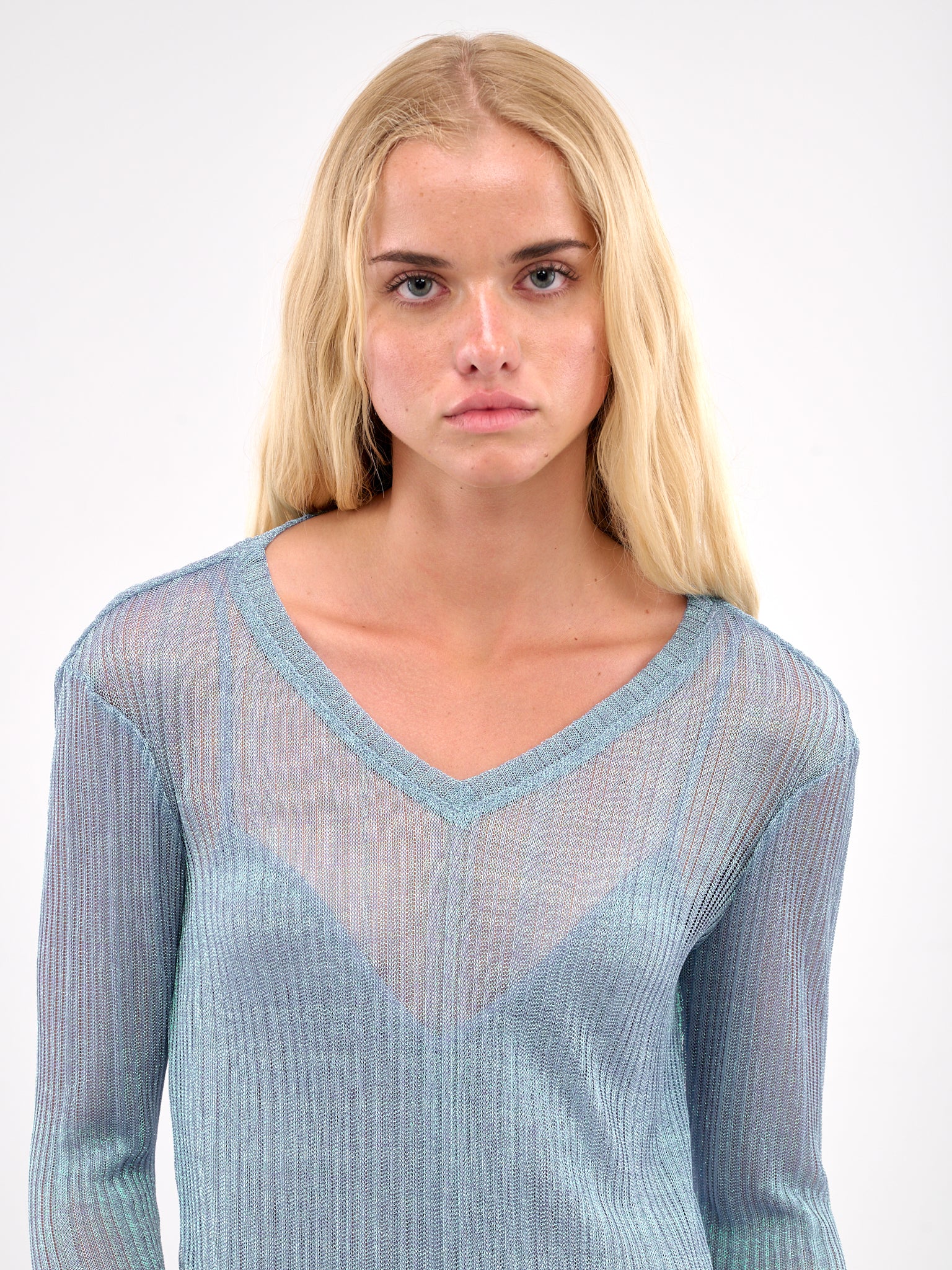 V-Neck Knit Tee (#001203-180-AQUAMARINE)