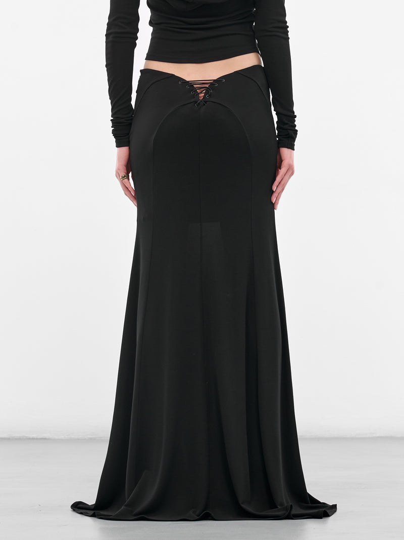Black Long Lace-Up Skirt (#002117-232-BK-BLACK)