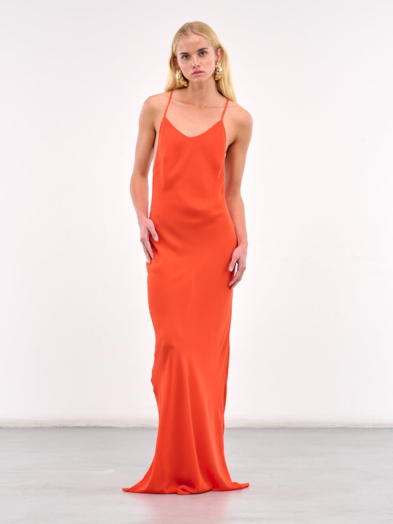 Cross Strap Long Dress (#003184-206-BLOOD-ORANGE)