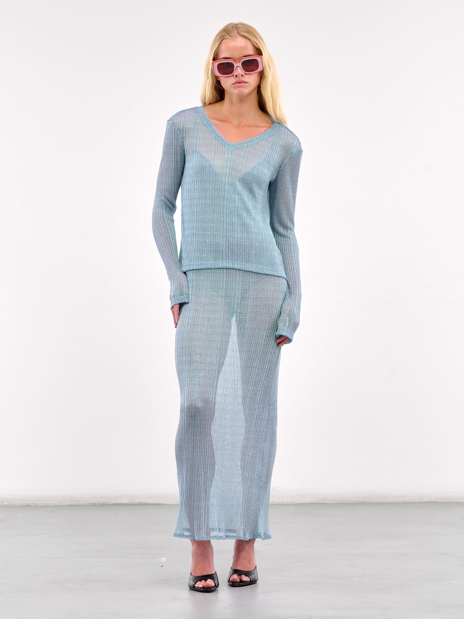 V-Neck Knit Tee (#001203-180-AQUAMARINE)