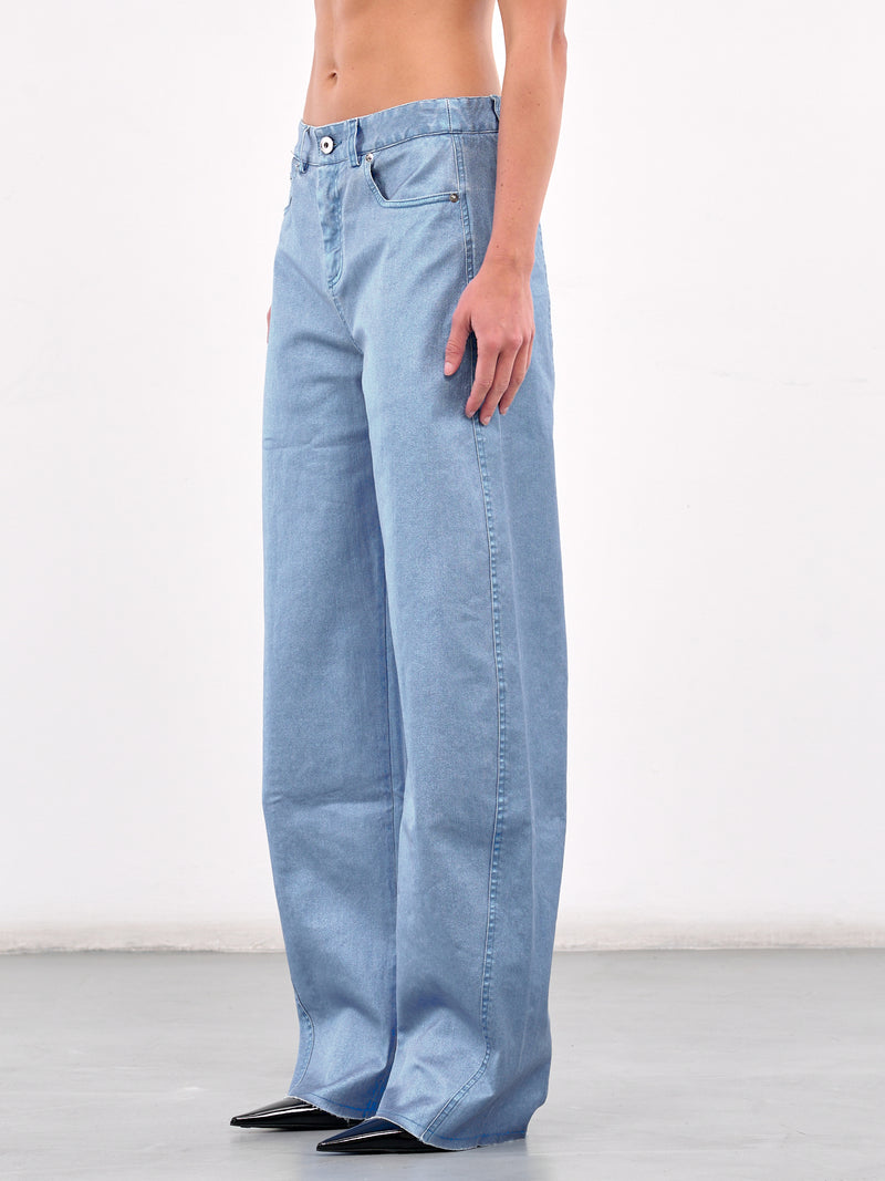 Cocoon Wide Leg Jeans (#005083-227-METALLIC-BLUE)