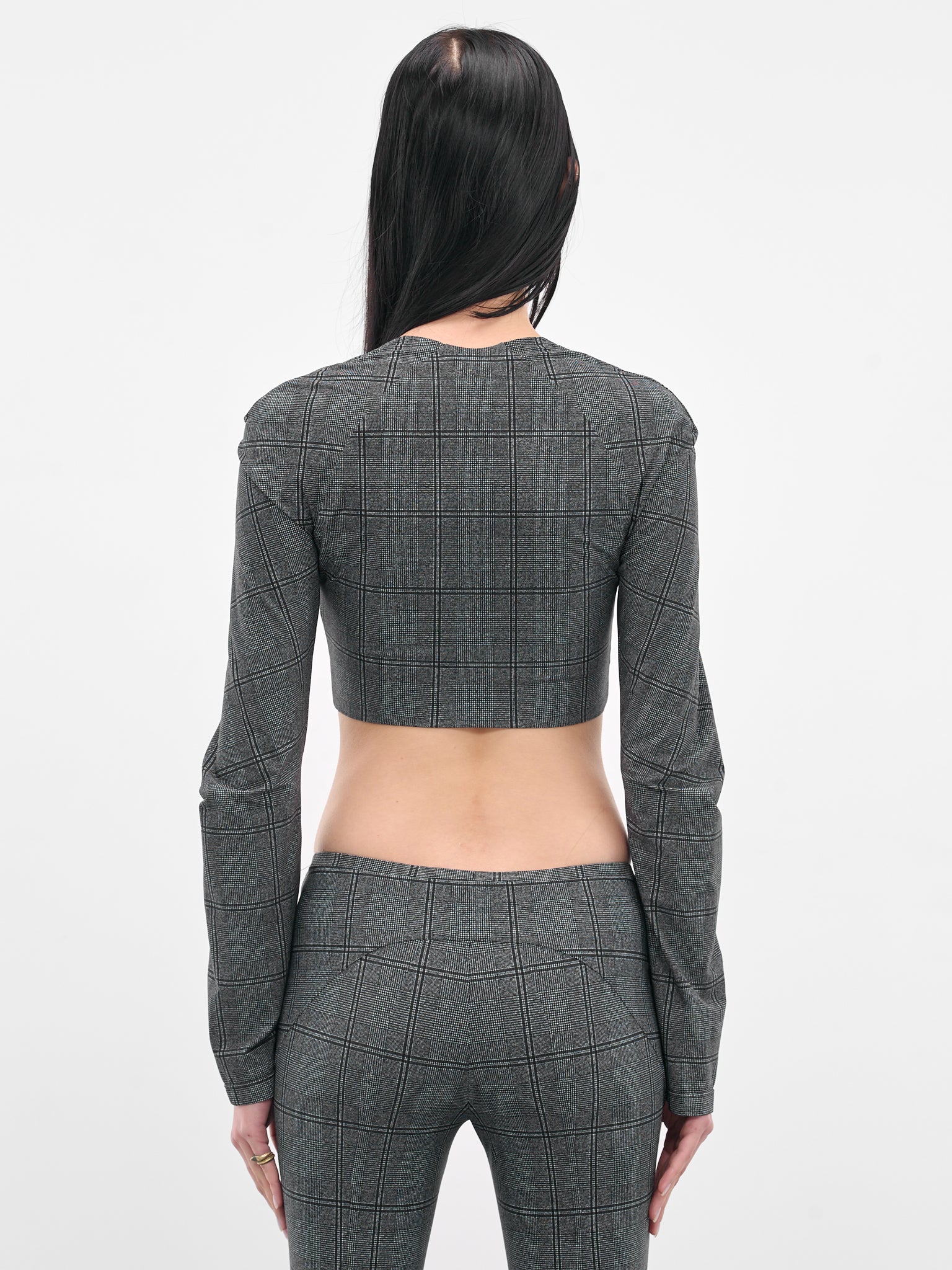Gray Glen Check Cropped Cardigan (#007026-233-GC-GLEN-CHECK)