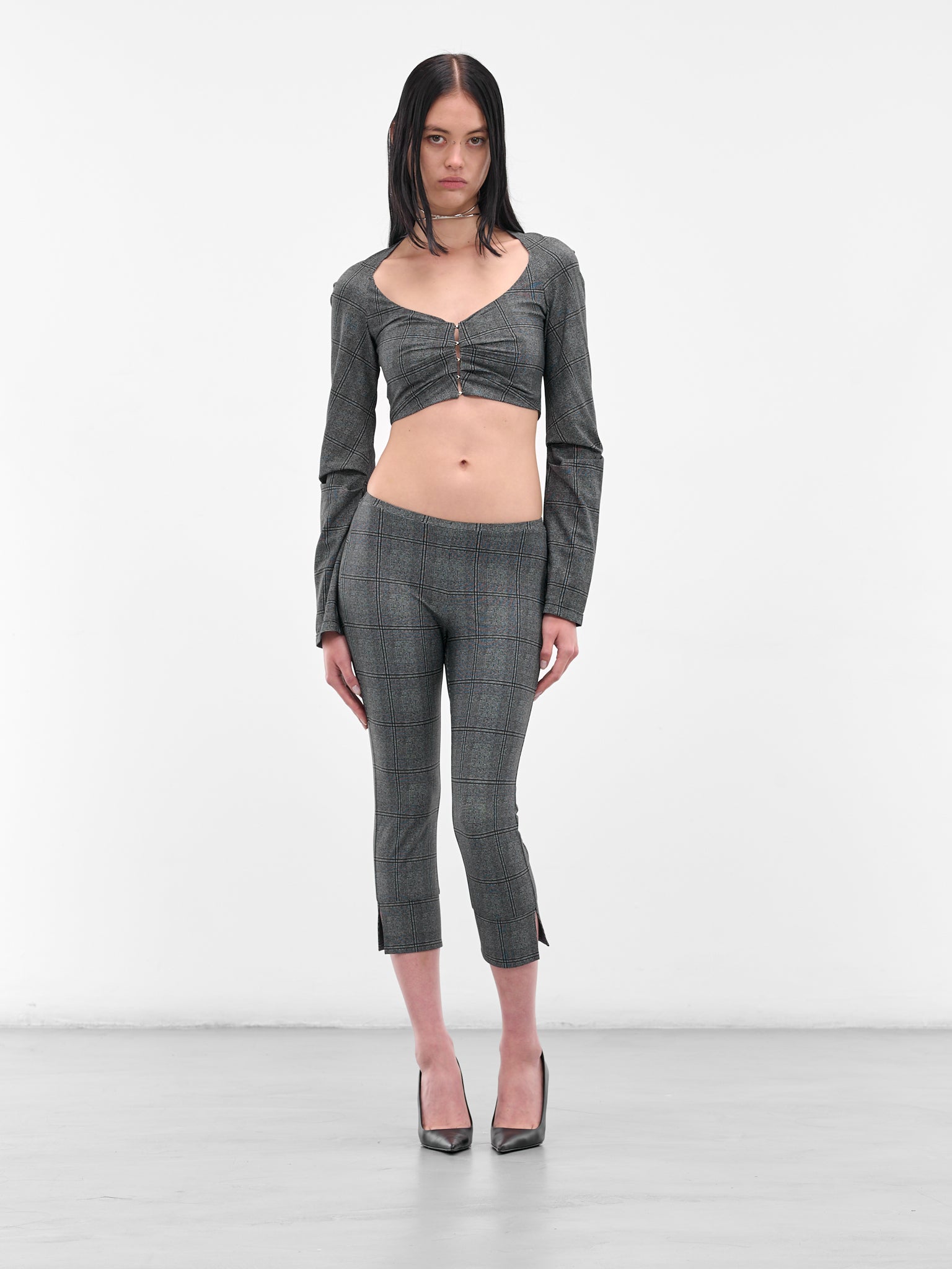 Gray Glen Check Capri Pants (#005098-233-GC-GLEN-CHECK)