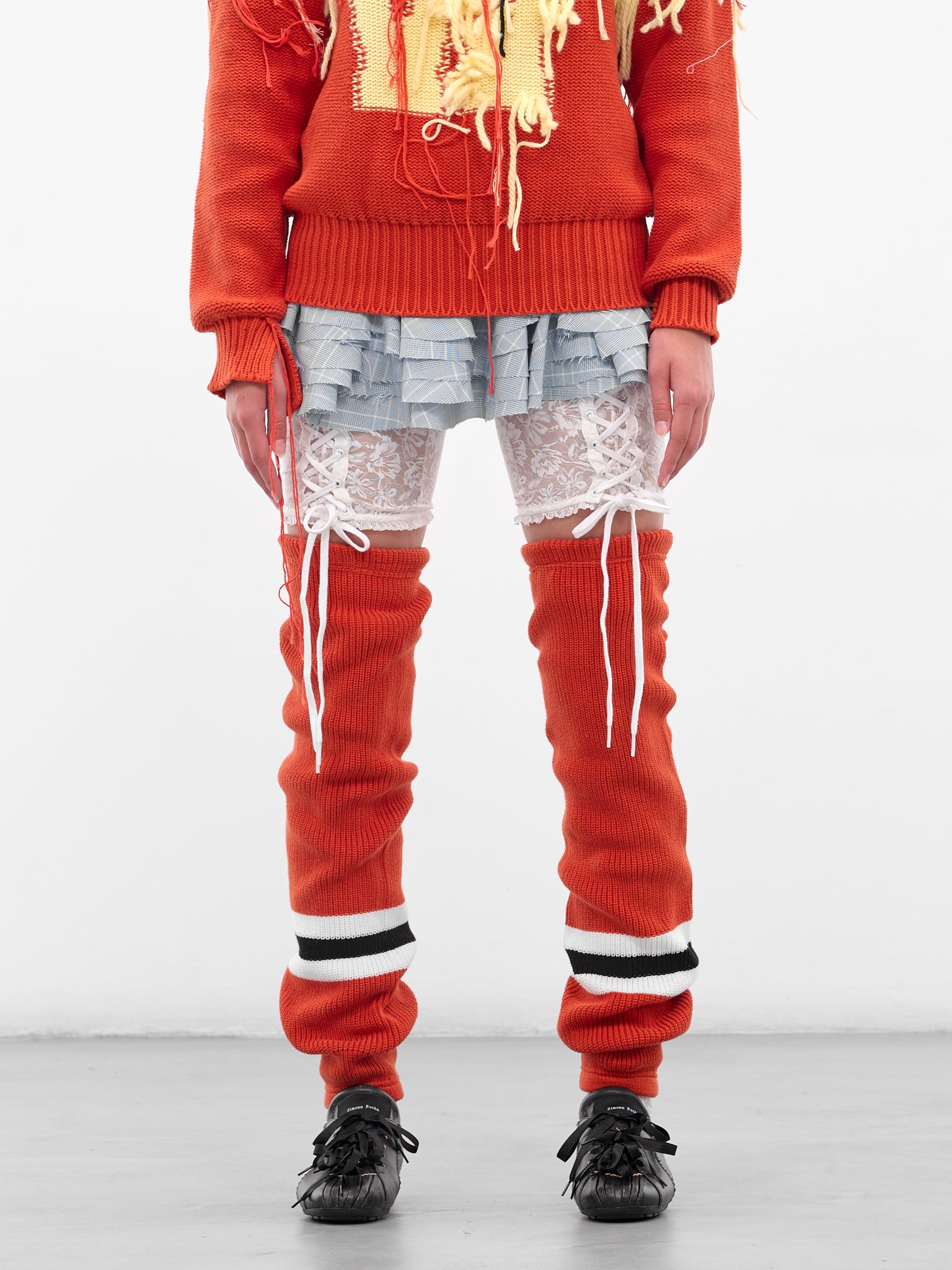 Red Striped Hockey Rib Warmers (00AC03-RED)