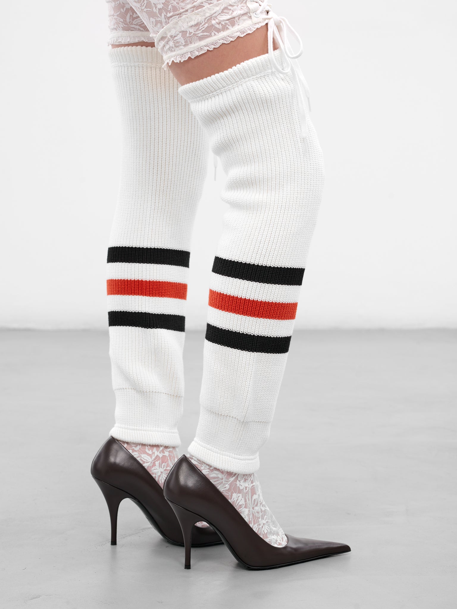 White Striped Hockey Rib Warmers (00AC04-WHITE)