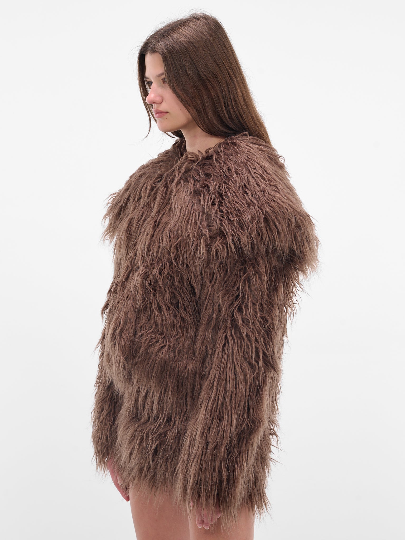 Brown Eco Fur Peacoat (00CT03D-HAZELNUT)