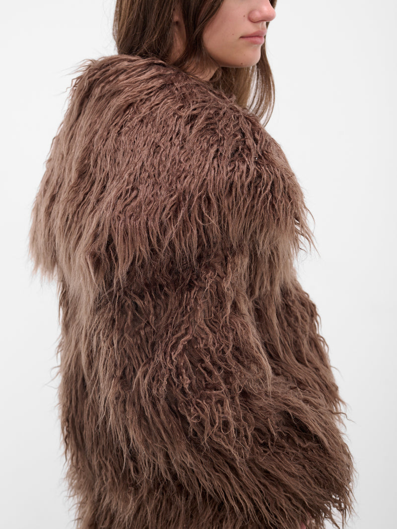 Brown Eco Fur Peacoat (00CT03D-HAZELNUT)