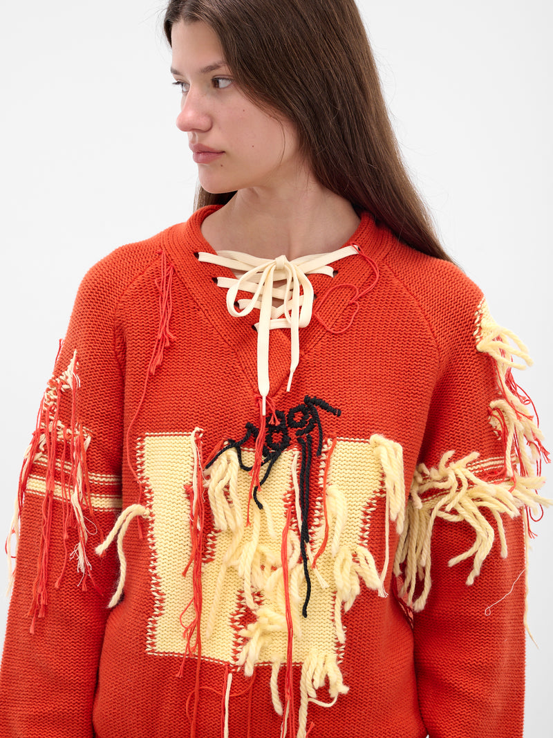 Red Letterman Hockey Knit Pullover (00KN07-RED)