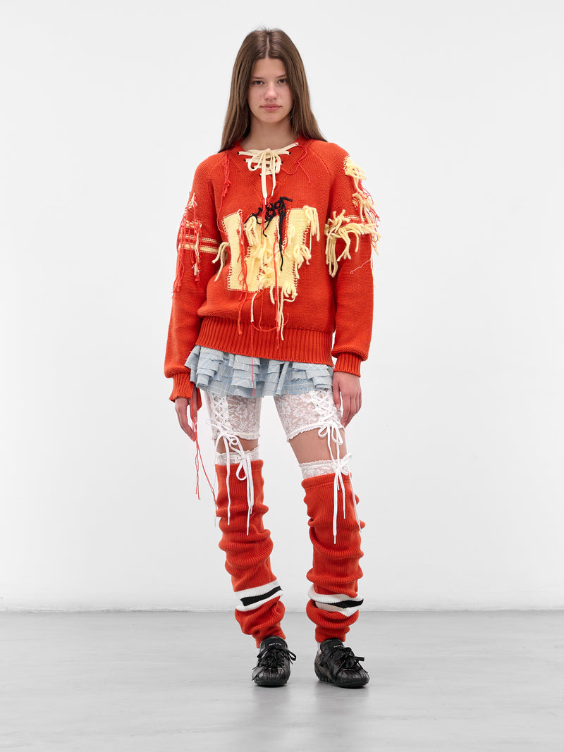 Red Letterman Hockey Knit Pullover (00KN07-RED)