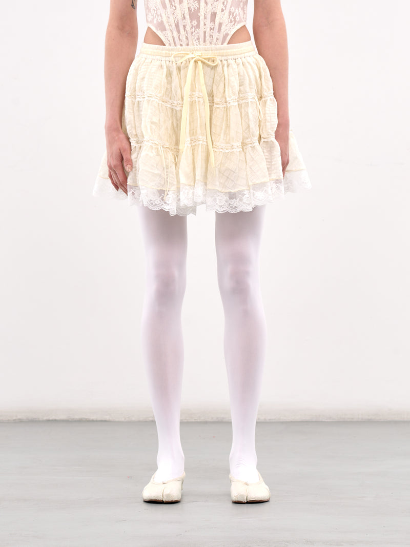 Elasticated Ruffle Mini Skirt (00SK03-IVORY)