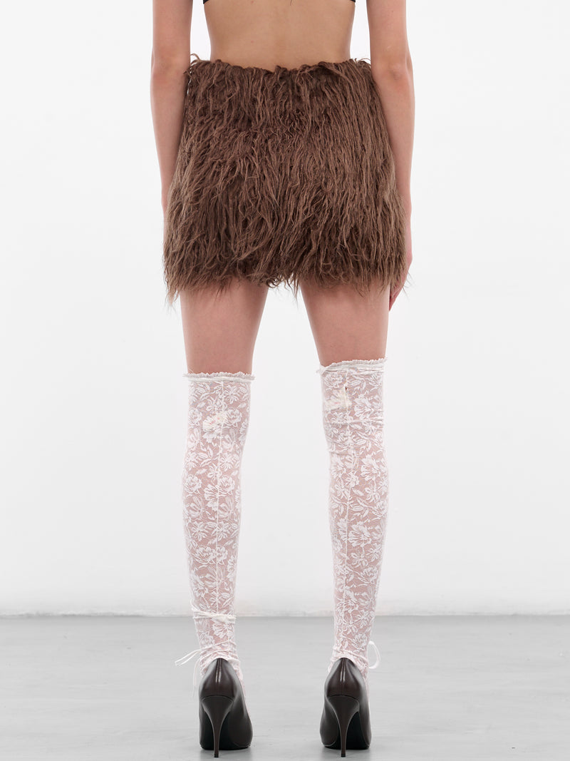 Brown Eco Fur Mini Skirt (00SK12D-HAZELNUT)