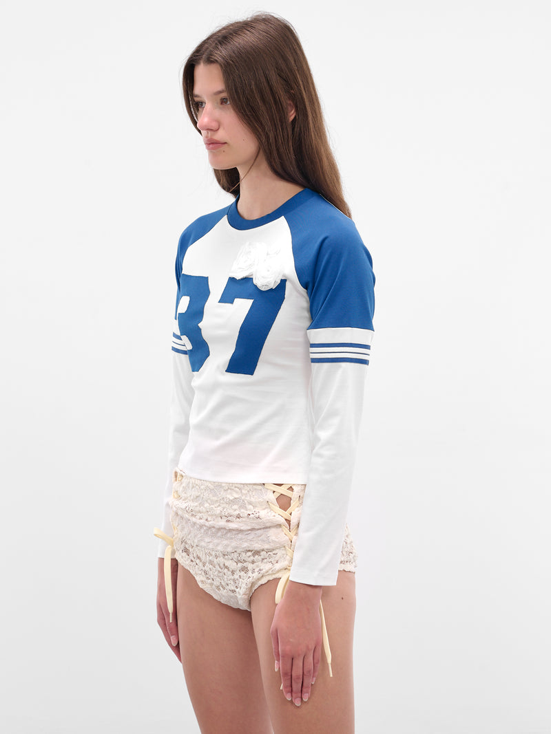 White Striped Jersey Raglan Tee (00T22-BLUE-WHITE)