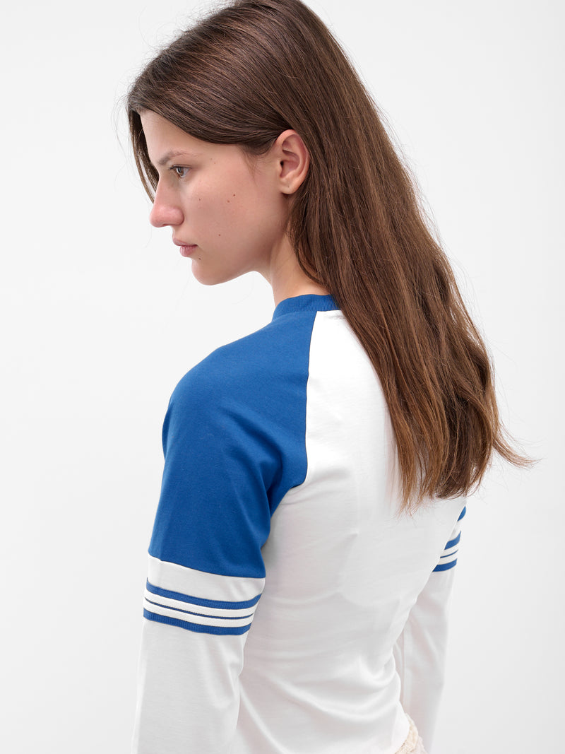 White Striped Jersey Raglan Tee (00T22-BLUE-WHITE)