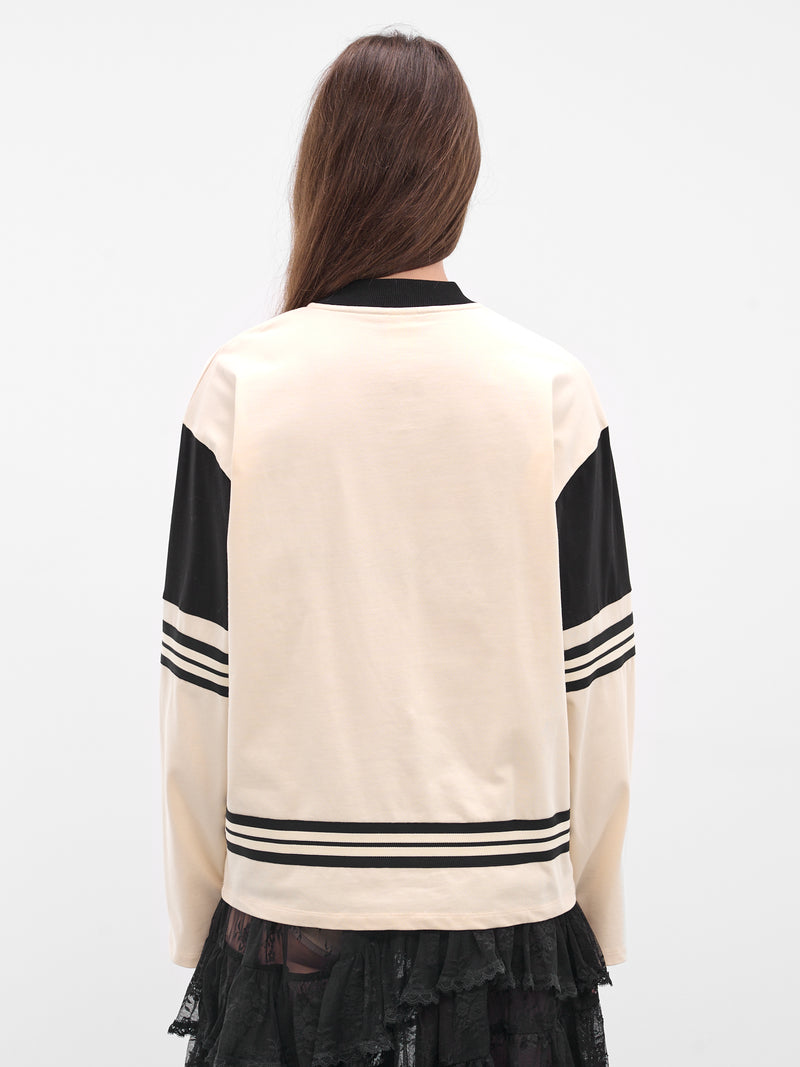 White Laced Stripe Hockey Top (00T14-BLACK-IVORY)