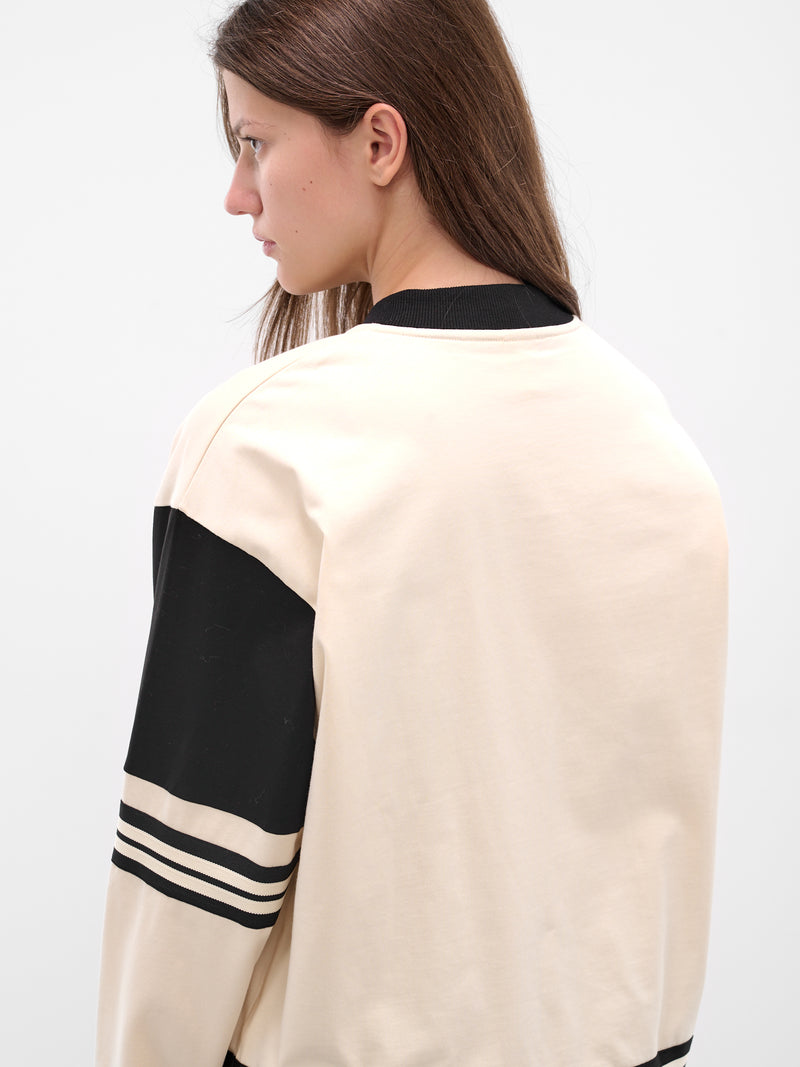 White Laced Stripe Hockey Top (00T14-BLACK-IVORY)