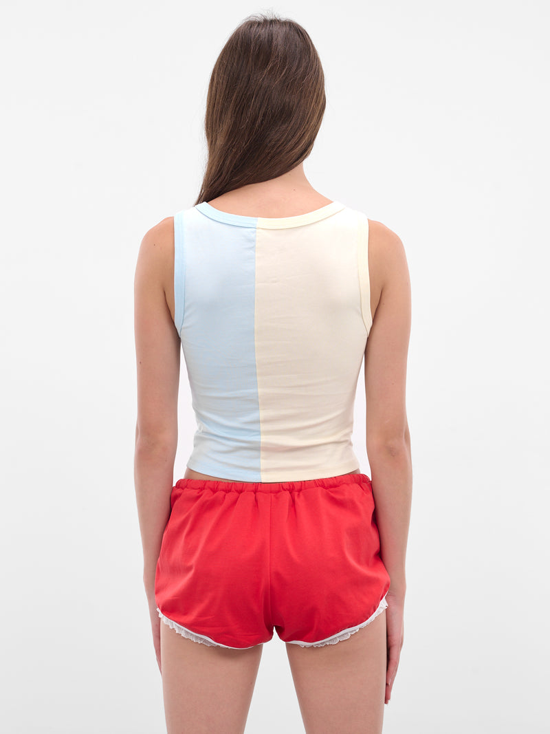 Patchwork Printed Graphic Tank Top (00T09-BUTTERMILK-BABYBLUE)