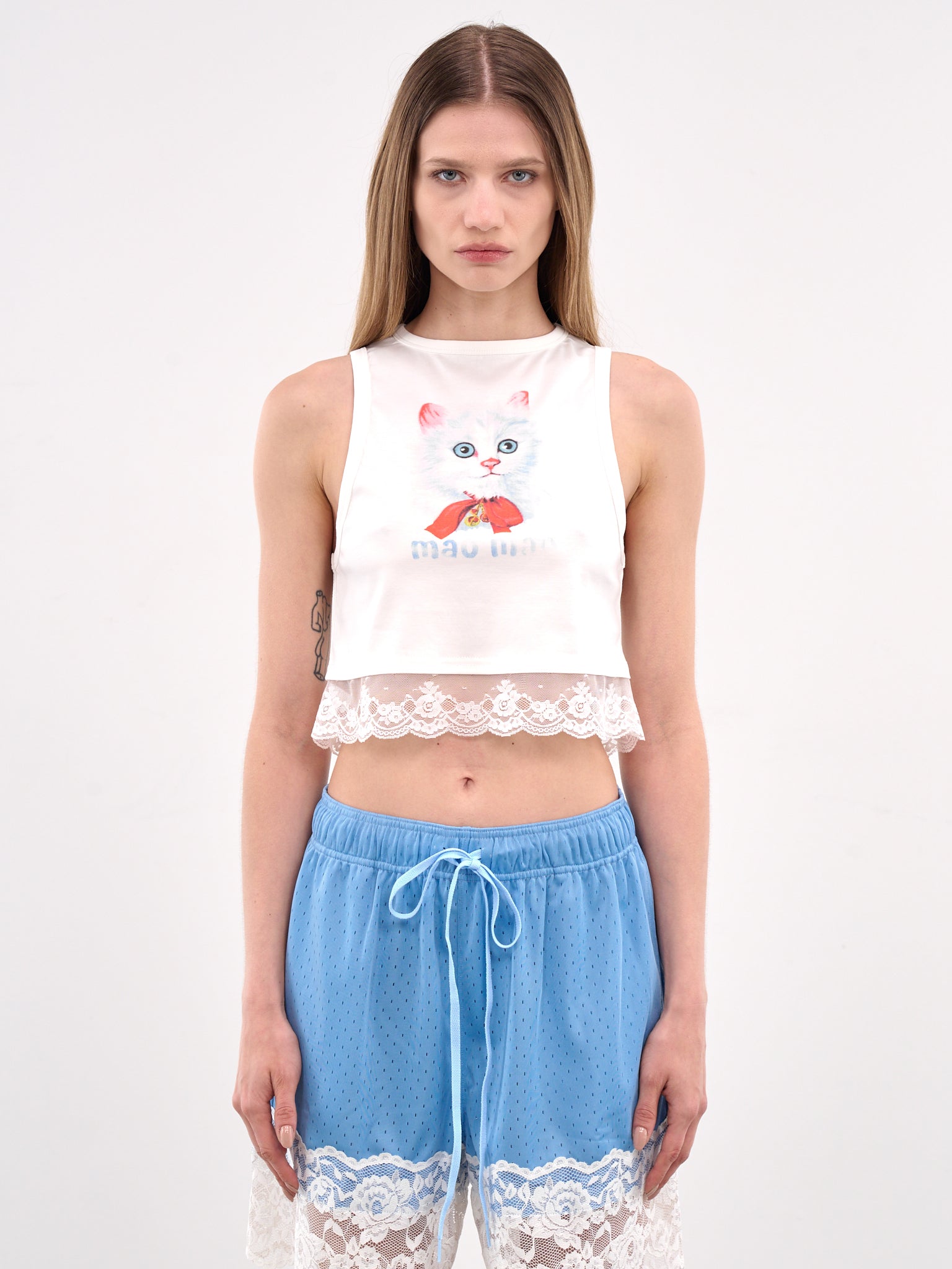 Mao Mao Lace Hem Tank (00T40-MAOMAO-WHITE)