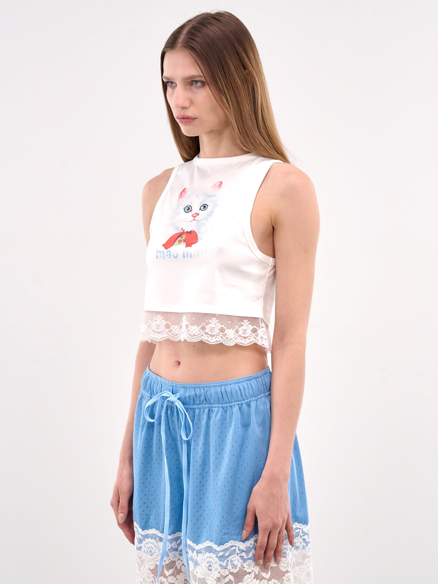 Mao Mao Lace Hem Tank (00T40-MAOMAO-WHITE)