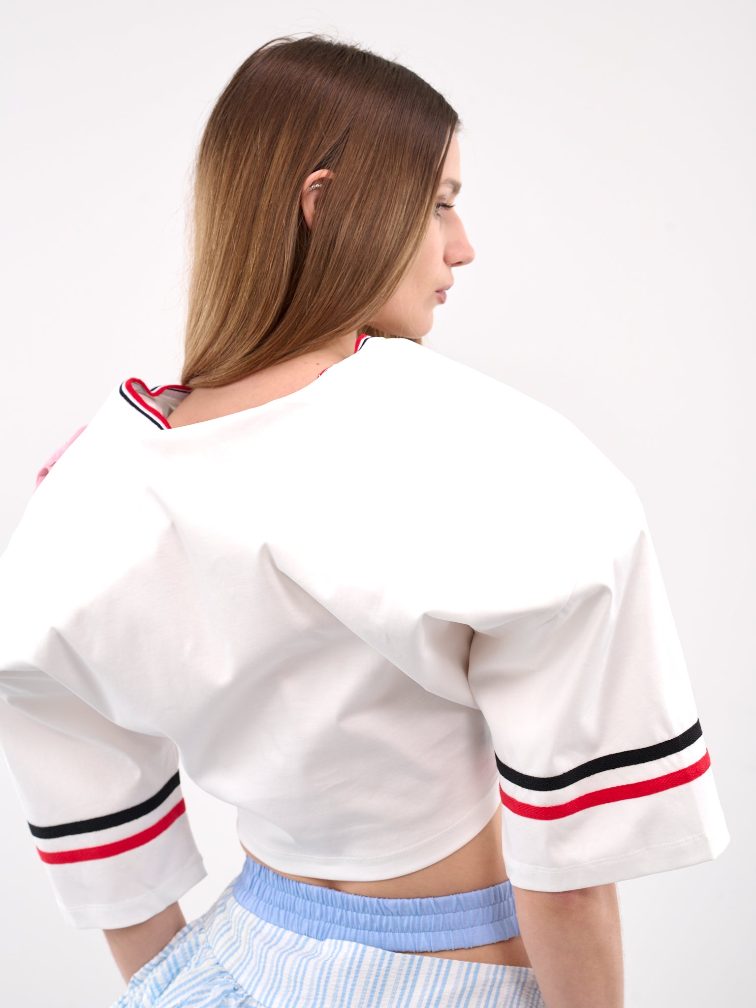 Cropped Football Jersey Tee (00T46-WHITE)